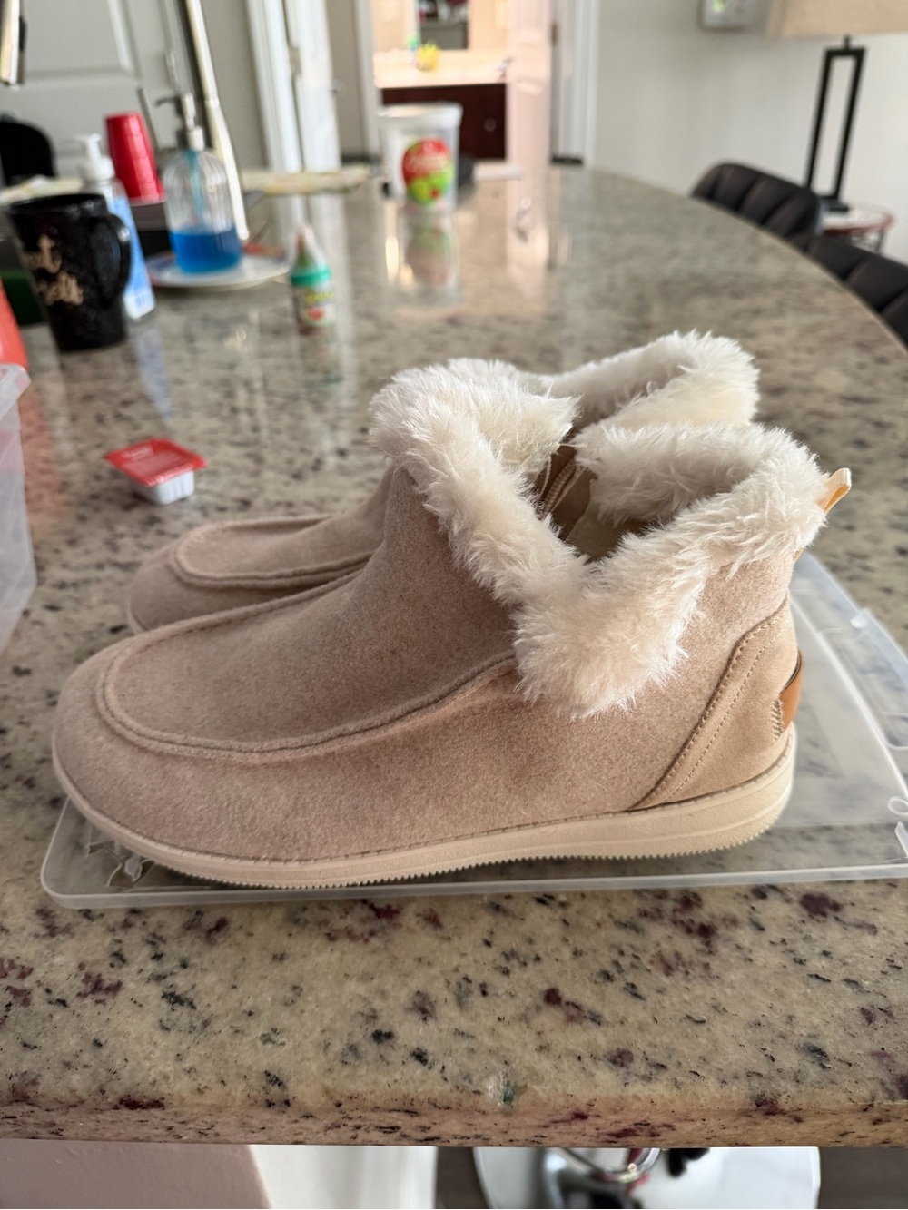Makalu Cozy Faux Fur Lined Ankle Booties - Light Taupe